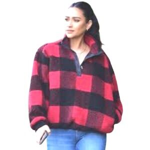 NWTs Red and Black Buffalo Plaid Sherpa Jacket sz XS